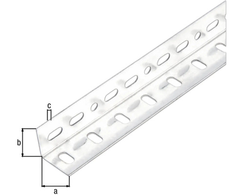Lochwinkel mit Maßangaben a, b und c