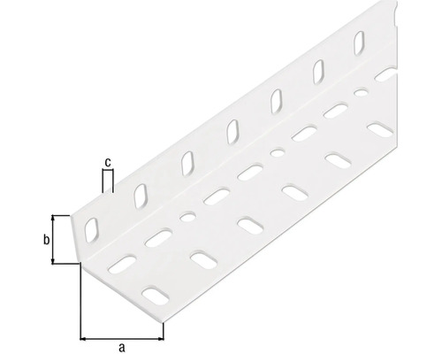 Gelochter Montagewinkel mit Maßangaben a, b und c