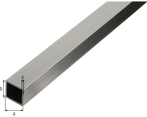 Rechteckiges Aluminiumprofil mit Maßangaben a, b und c