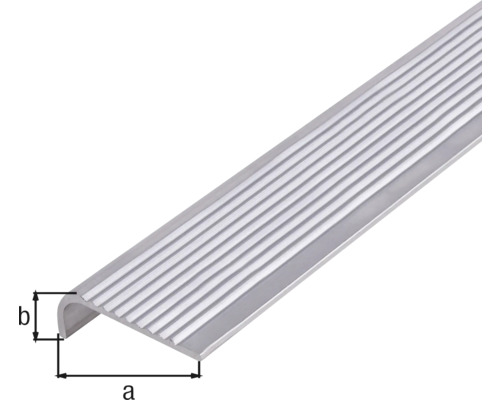 Aluminium Treppenkantenprofil mit Rillen und Maßangaben
