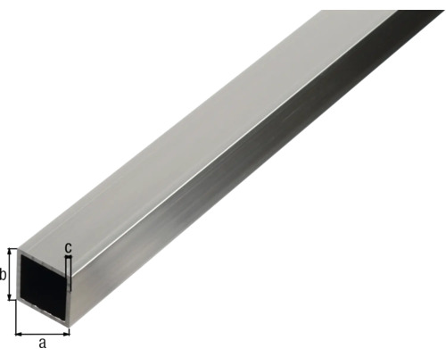 Aluminium Vierkantrohr mit Maßangaben