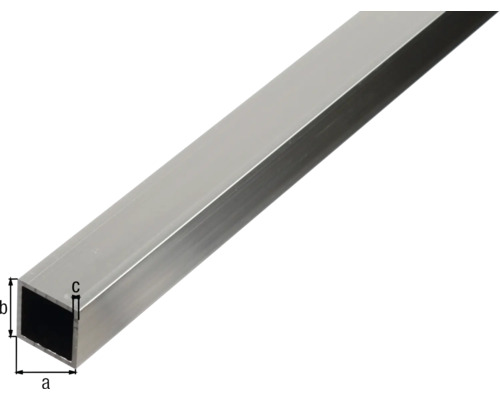 Aluminium Vierkantrohr mit Maßangaben