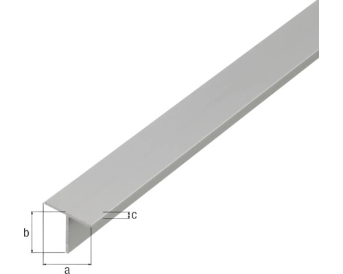 T-Profil aus Metall mit Maßangaben a, b und c