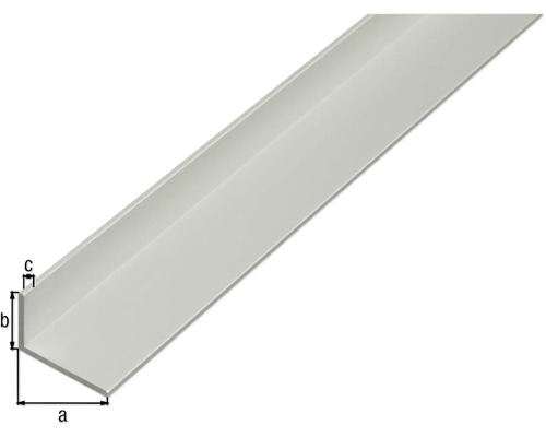 Winkelprofil aus Metall mit Maßangaben a, b, c
