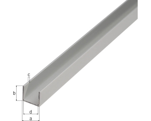 U-Profil aus Metall mit Maßangaben