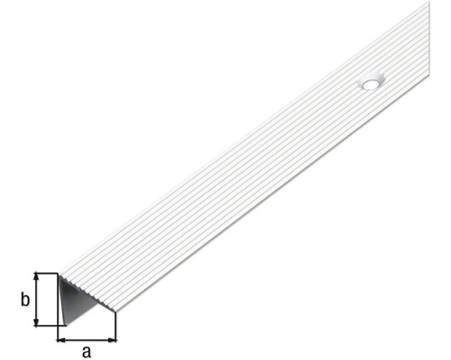 Aluminium Treppenkantenprofil mit geriffelter Oberfläche und vorgebohrtem Loch