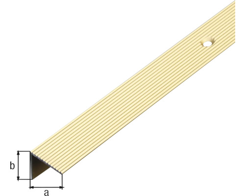 Treppenkantenprofil aus Metall mit gerillter Oberfläche und vorgebohrten Löchern