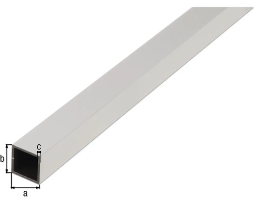 Rechteckrohr aus Metall mit Maßangaben