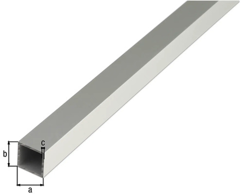 Aluminium Vierkantrohr mit Maßangaben