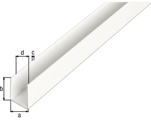 Kunststoffprofil mit Maßangaben für Heimwerker