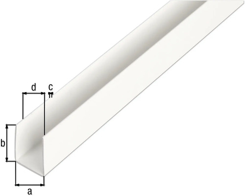 Kunststoffwinkelprofil mit Maßangaben