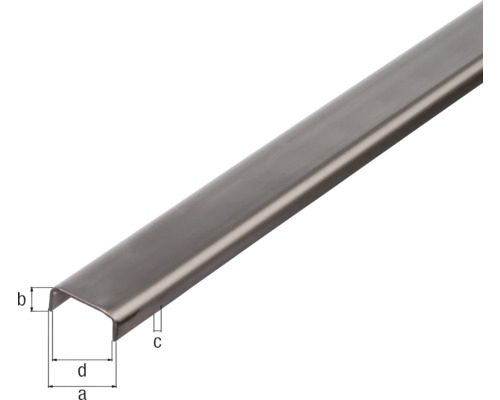 U-Profil aus Metall mit Maßangaben