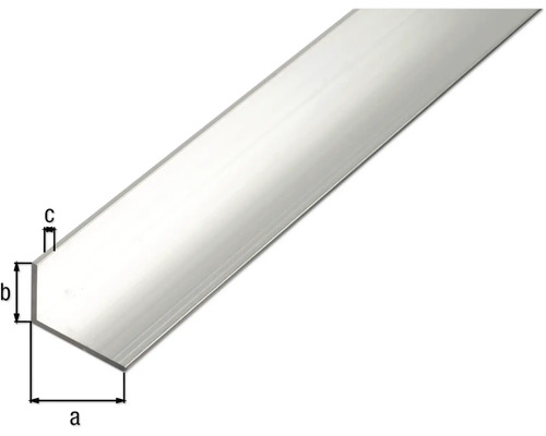 Aluminium Winkelprofil mit Maßangaben a, b und c