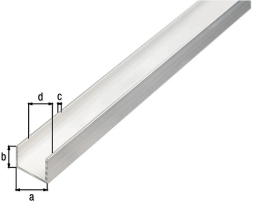 Aluminium U-Profil mit Maßangaben