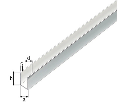 U-Profil aus Metall mit Maßangaben