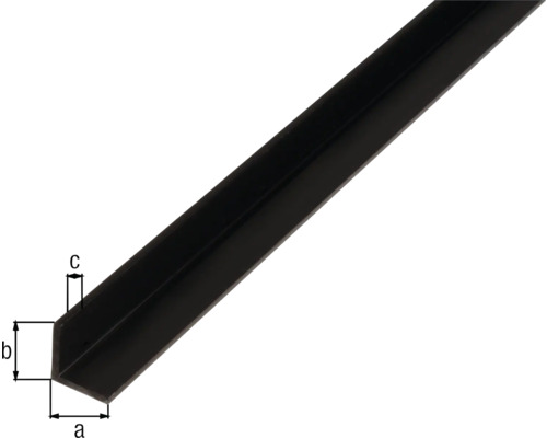 Winkelprofil aus Metall mit Maßangaben