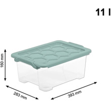 Aufbewahrungsbox aus Kunststoff mit Deckel, 11 Liter Fassungsvermögen, Abmessungen 393 mm x 283 mm x 160 mm