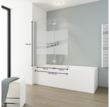 Badewanne mit Badewannenaufsatz aus Glas und Maßangaben