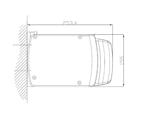 Technische Zeichnung eines Spiegelschrankes mit Maßangaben.