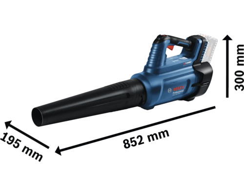 Bosch Akku-Laubbläser mit Abmessungsangaben