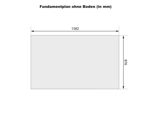 Fundamentplan ohne Boden mit Maßangaben in Millimeter