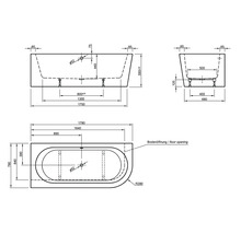 Freistehende Raumsparbadewanne Ottofond Messina Corner 703803 178x78x44 cm weiß-thumb-2