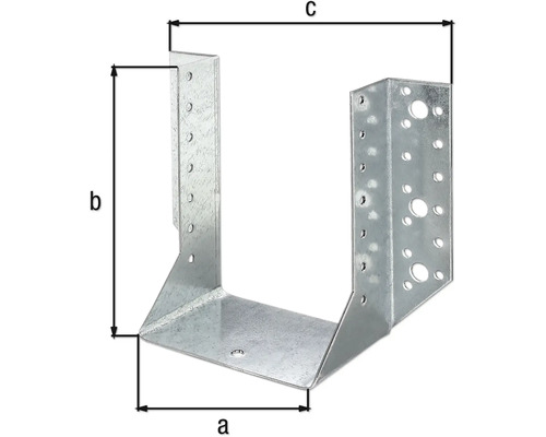 Balkenschuh mit Bemassung a, b und c