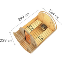 Fasssauna Karibu Rondi 2 inkl. 9 kW Bio Ofen u.ext. Steuerung mit Holztüre und Isolierglas wärmegedämt-thumb-1 Fasssauna Karibu Rondi 2 inkl. 9 kW Bio Ofen u.ext. Steuerung mit Holztüre und Isolierglas wärmegedämt-thumb-1
