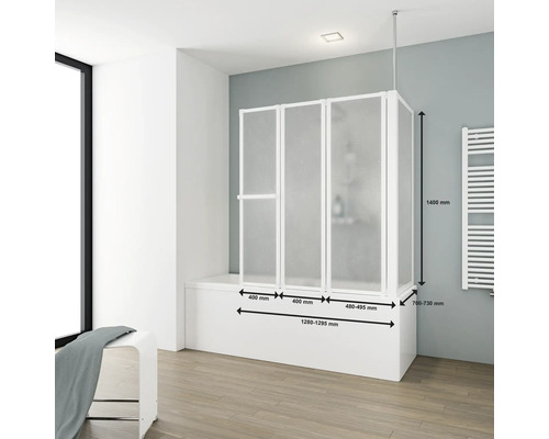 Badewannenaufsatz mit Abmessungen im Badezimmer