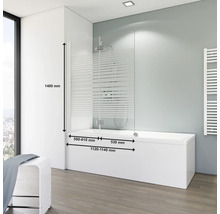 Badewannenaufsatz mit Abmessungen von 1400 mm Höhe, 590 bis 610 mm und 530 mm Breite