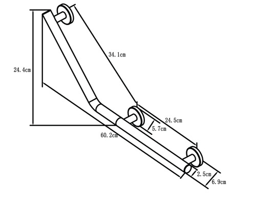 Technische Zeichnung einer Haltestange mit Maßangaben