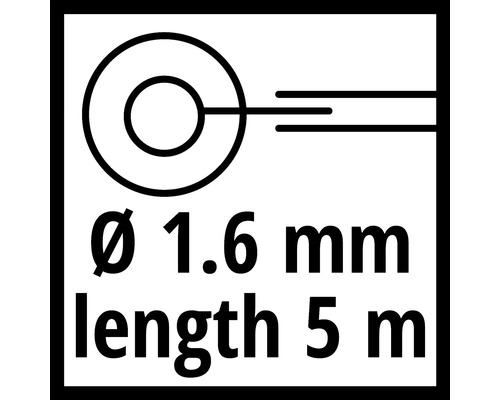 Symbol für Drahtdurchmesser 1,6 mm und Länge 5 m