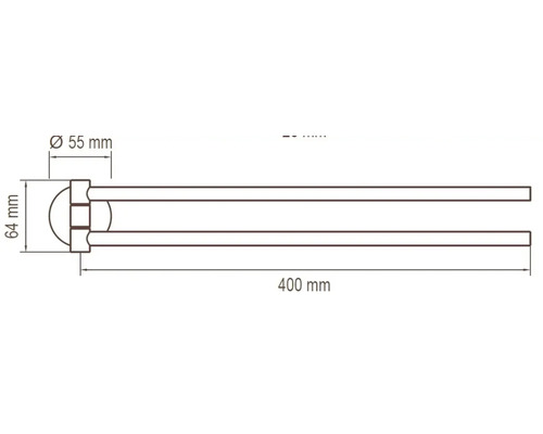 Technische Zeichnung eines 400 Millimeter langen Handtuchhalters mit Maßangaben