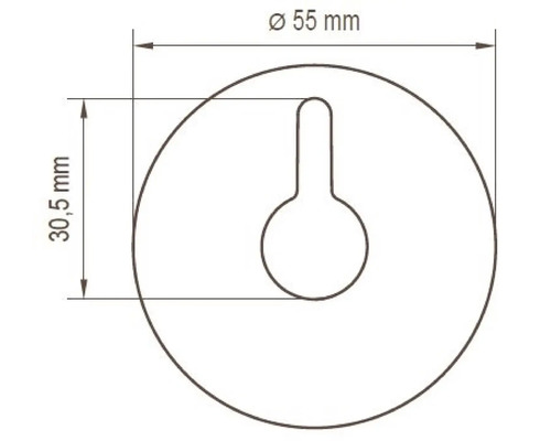 Technische Zeichnung eines runden Gegenstandes mit den Maßen Durchmesser 55 Millimeter und Höhe 30,5 Millimeter.