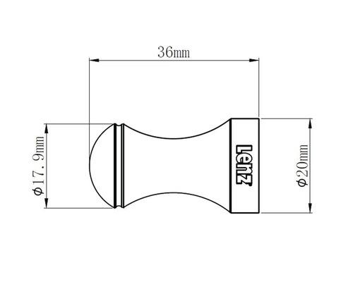 Technische Zeichnung eines Lenz Produkts mit den Maßen 36 mm Länge, 17.9 mm und 20 mm Durchmesser.