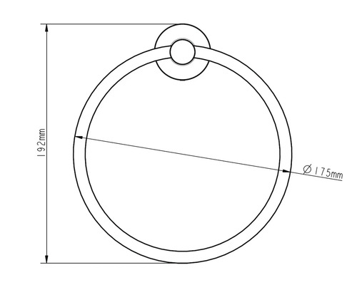 Technische Zeichnung eines Handtuchrings mit den Maßen 192 Millimeter Höhe und 175 Millimeter Durchmesser