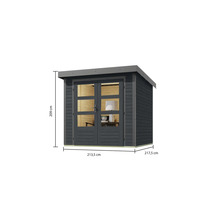Gartenhaus Karibu Metalwood Blech staubgrau 209 x 213 cm anthrazit-thumb-3 Gartenhaus Karibu Metalwood Blech staubgrau 209 x 213 cm anthrazit-thumb-3
