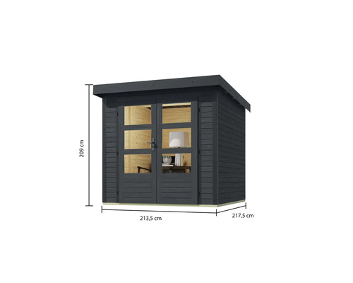 Gartenhaus mit Doppeltür und Maßangaben