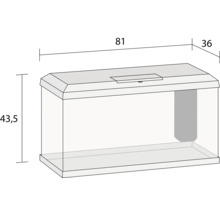 Aquarium mit den Maßen 81 x 36 x 43,5 cm