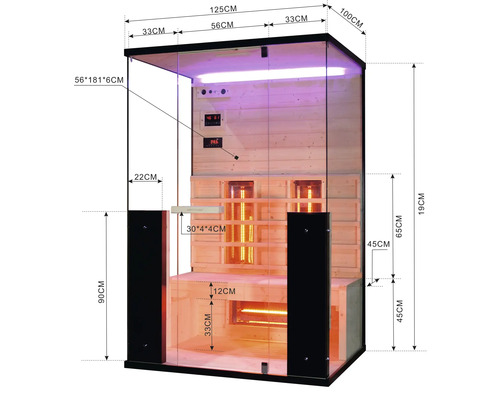 Infrarotsauna mit Abmessungen