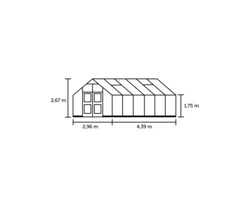 Gewächshaus JULIANA Premium 13 m² 3 mm Sicherheitsglas 296x439 cm Aluminium