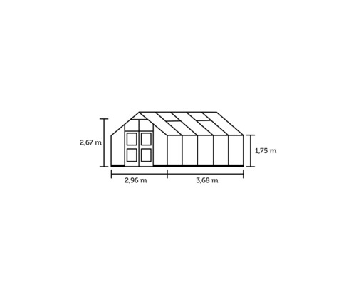 Gewächshaus JULIANA Premium 10,9 m² 3 mm Sicherheitsglas 296x368 cm Aluminium