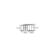 Gewächshaus Juliana Veranda inkl. Sicherheitsglas 3 mm 296 x 149 cm anthrazit schwarz