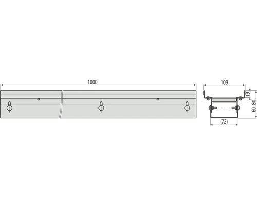 Technische Zeichnung eines Befestigungsprofils mit Maßangaben