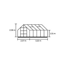 Gewächshaus Halls Magnum 108 8,3 m² Blankglas 3 mm 257x322 cm Aluminium