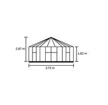 Gewächshaus Halls Atrium Sicherheitsglas 3 mm 375 x 375 cm grün
