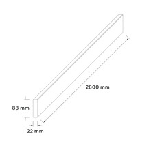 Skizze einer Sockelleiste mit den Maßen 2800 mm Länge, 88 mm Höhe und 22 mm Breite.