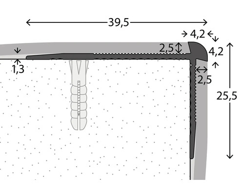 Technische Zeichnung eines Eckprofils mit Maßangaben