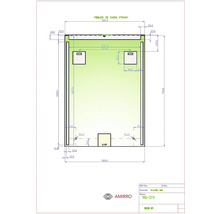 Technische Zeichnung eines Spiegels mit Maßangaben
