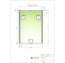 Technische Zeichnung eines Spiegels mit Maßangaben